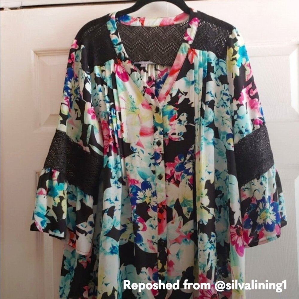 💥3 FOR $13!💥 NY Collection | 1X Ladies Blouse | Button-Down